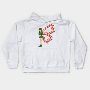 Candy Cane Fairy Elf Kids Hoodie